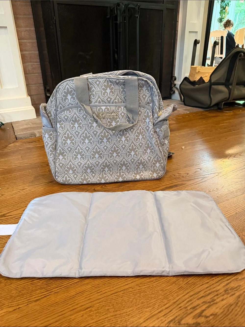 Bumble Brittany Diaper Bag Blue Filigree